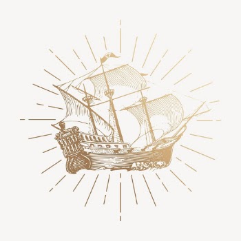 Gold sailing ship drawing, vintage | Free PSD Illustration - rawpixel