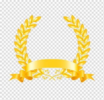 Gold scroll ribbon design, Laurel wreath , Gold Ribbon transparent background PNG clipart