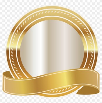 Gold Seal With Gold Ribbon Png Clipart Image - Gold Banner Ribbon Png