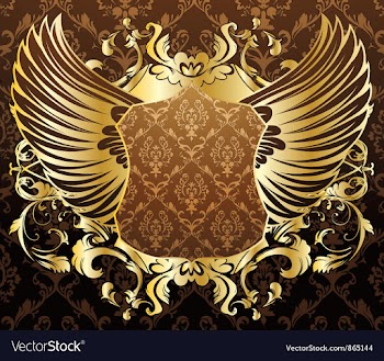 Gold shield with wings vector image