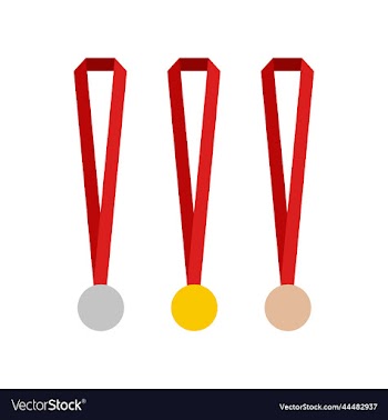 gold silver and bronze medals flat icon