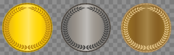Gold Silver And Bronze Medals Transparent Image
