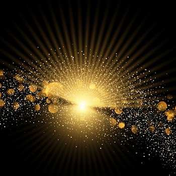 Gold starburst and glitter background Free Vector