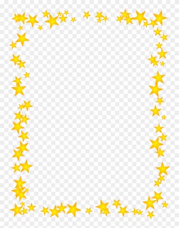 Gold Stars Scattered Border - Gold Star Border Clipart