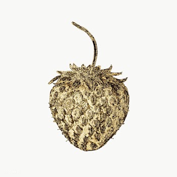 Gold strawberry sticker design element | Free  transparent png - 2355375