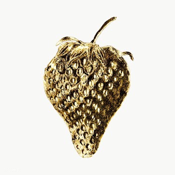 Gold strawberry sticker design element | Free  transparent png - 2358908