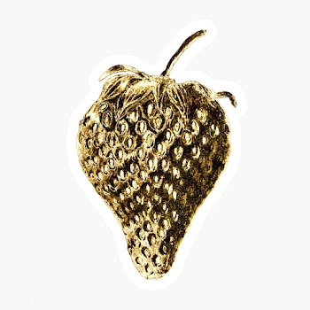 Gold strawberry sticker with a white border | Free  transparent png - 2358934