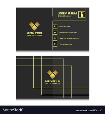 Gold stripes business card template vector image