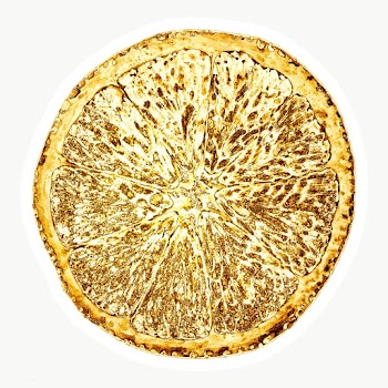 Gold tangerine orange sticker with a white border | Free  transparent png - 2355332