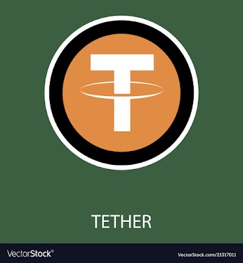 Gold tether coin on a gray background virtual vector image