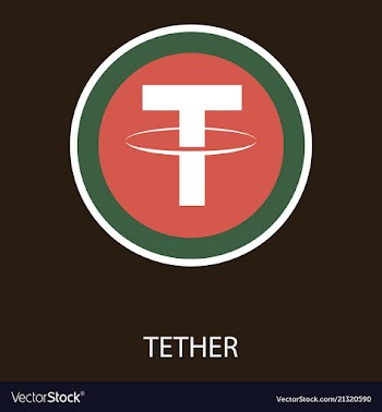 Gold tether coin on a gray background virtual vector image