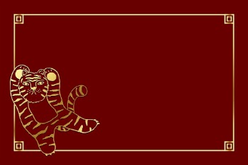 Gold tiger frame, red background, | Free PSD - rawpixel