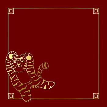 Gold tiger frame, red background, | Free Vector - rawpixel