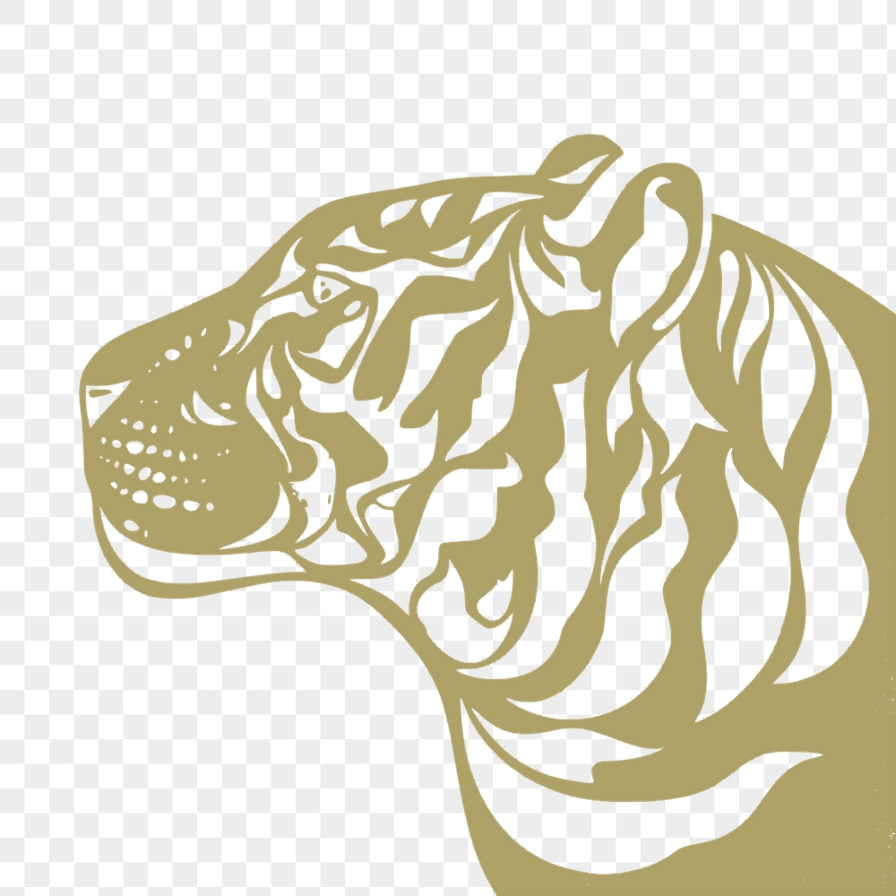 Gold tiger png sticker, animal | Free PNG - rawpixel