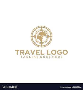 gold travel logo with globe
