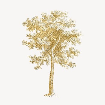Gold tree sticker, aesthetic nature | Free Vector Illustration - rawpixel
