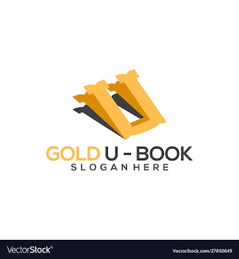 Gold u initial book logo luxury vector image