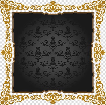 Gold wall frame illustration, English Cocker Spaniel Illustration, European gold border pattern Atmosphere transparent background PNG clipart