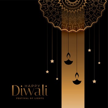Golden and black happy diwali festival card Free Vector