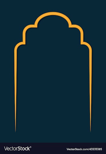golden arch frame on dark blue background