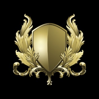 Golden baroque shield elements vector