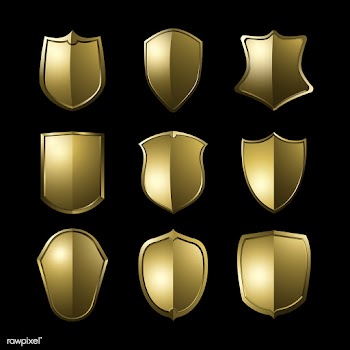 Golden Baroque shield elements vector set | Free stock vector - 535343