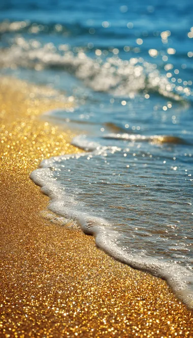 Golden Beach Waves with Sparkling Glitter Golden Beach Waves with Sparkling Glitter