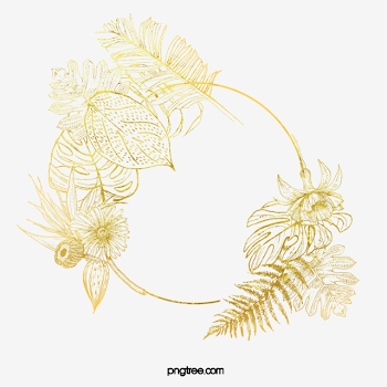 Golden Border Leaves Elements, Golden, Leaf, Plant PNG Transparent ...