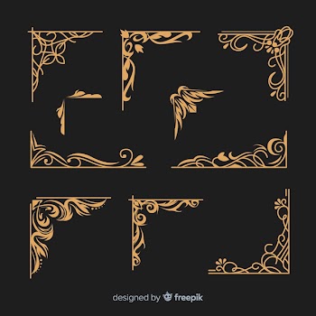 Golden border ornament collection Free Vector