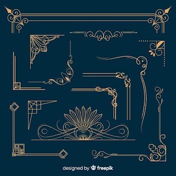 Golden border ornament collection Free Vector
