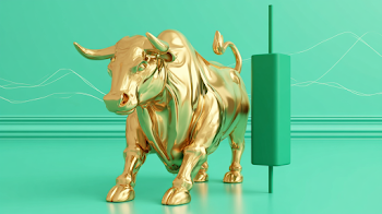 Golden Bull Market Symbol in 3D Render