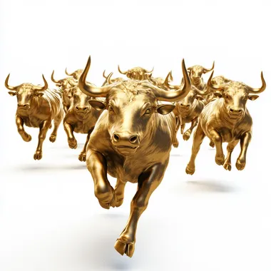 Golden Bulls in Motion: A Stunning Ultra-Realistic Scene