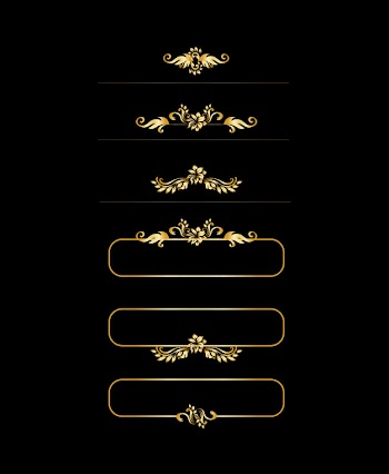 Golden calligraphic  design elements. gold menu and invitation border, frame,divider,page decor. Free Vector