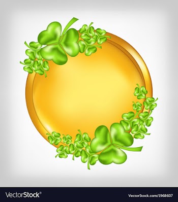  					Golden coin with shamrocks St Patricks day symbol vector image														