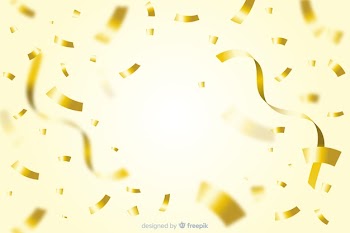 Golden confetti background realistic style Free Vector