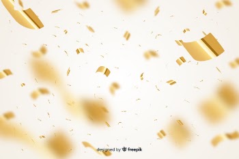 Golden confetti background realistic style Free Vector
