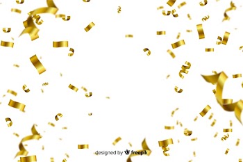 Golden confetti on white background Free Vector