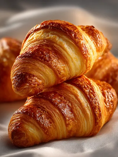 Golden Croissants on White Background Golden Croissants on White Background