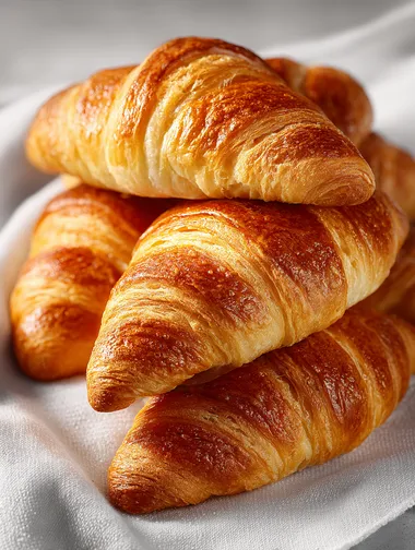 Golden Croissants Stack - Professional Product Photography Golden Croissants Stack - Professional Product Photography