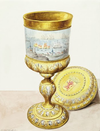 Golden cup with lid, donated to Cornelis de… | Free public domain illustration