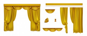 Golden curtains for theater stage or cinema Free Vector