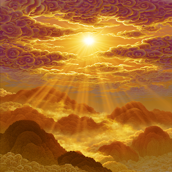 Golden Dawn Over Dragon-Shaped Mountains