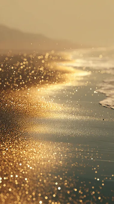 Golden Dreamscape: Surreal Beach Landscape Golden Dreamscape: Surreal Beach Landscape