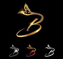 Golden Duck Monogram Initial Letter B Free Vector