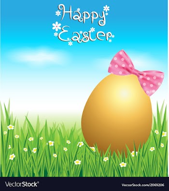  					Golden Easter eggs on green grass vector image														