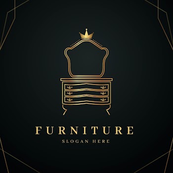 Golden elegant furniture logo Free Vector