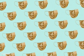 Golden face mask pattern on a green background | Free  illustration - 2316445