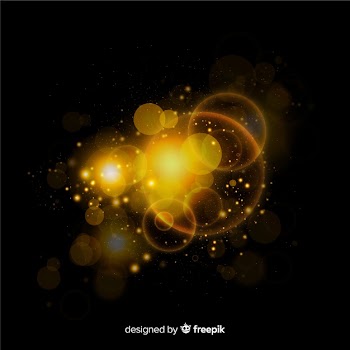 Golden floating particle space effect Free Vector