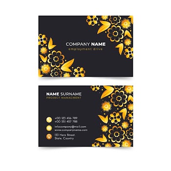 Golden floral business card template Free Vector