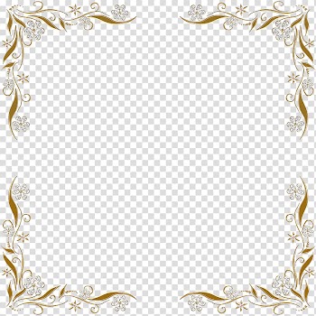 Golden Floral Corners Frame , brown floral border lines transparent background PNG clipart